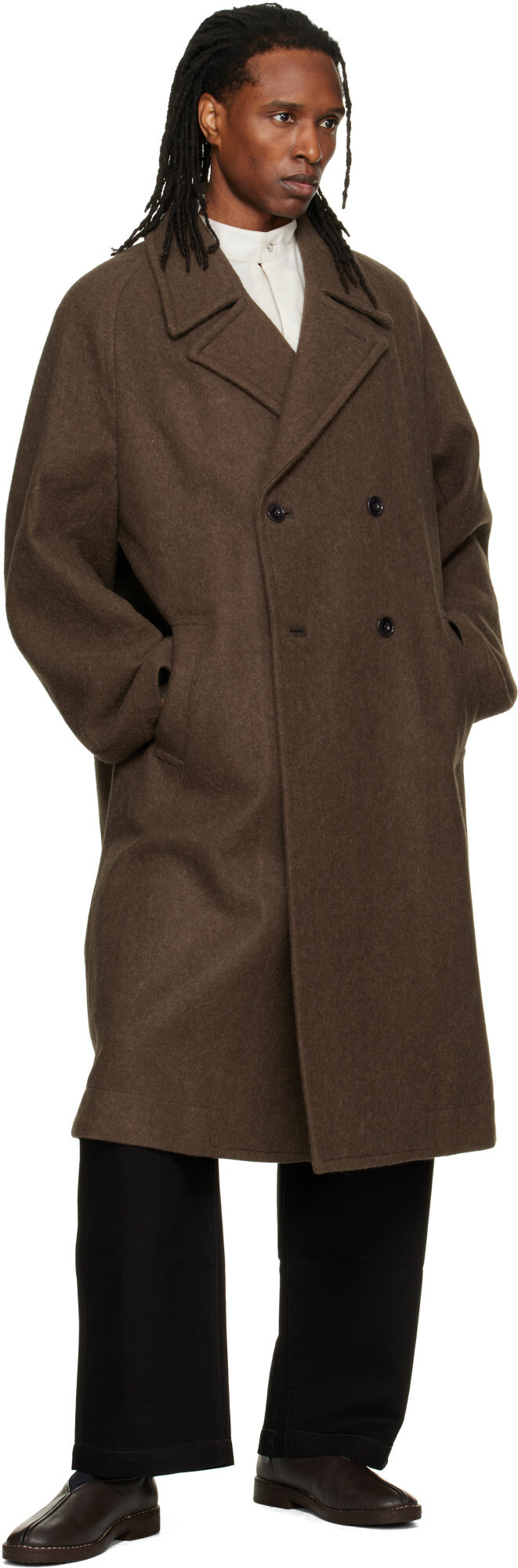LEMAIRE Brown Double-Breasted Coat