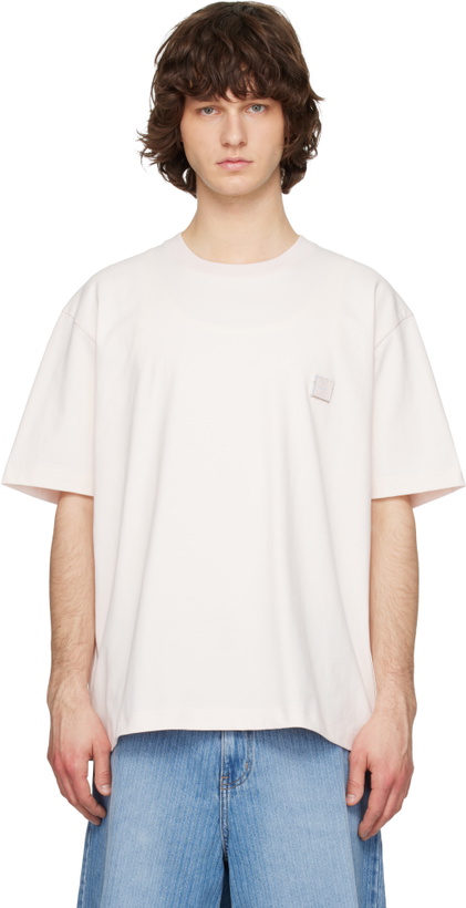 Photo: Solid Homme Pink Solid Tweed Back Logo Short Sleeve T-shirt