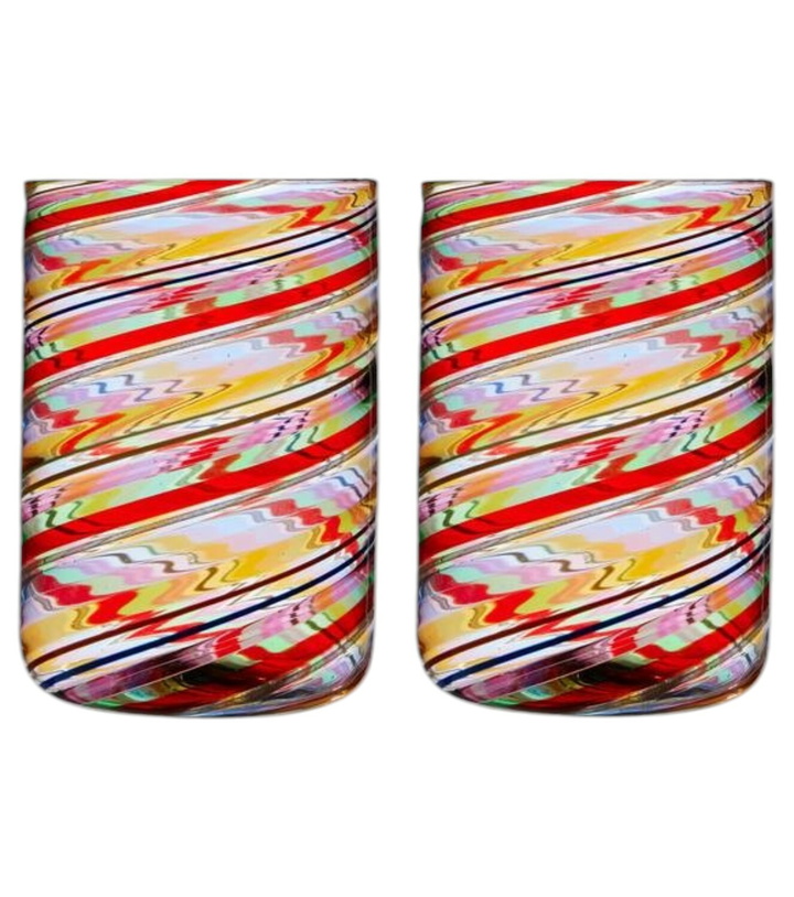 Photo: Aquazzura Casa Rainbow Swirl set of 2 glass tumblers
