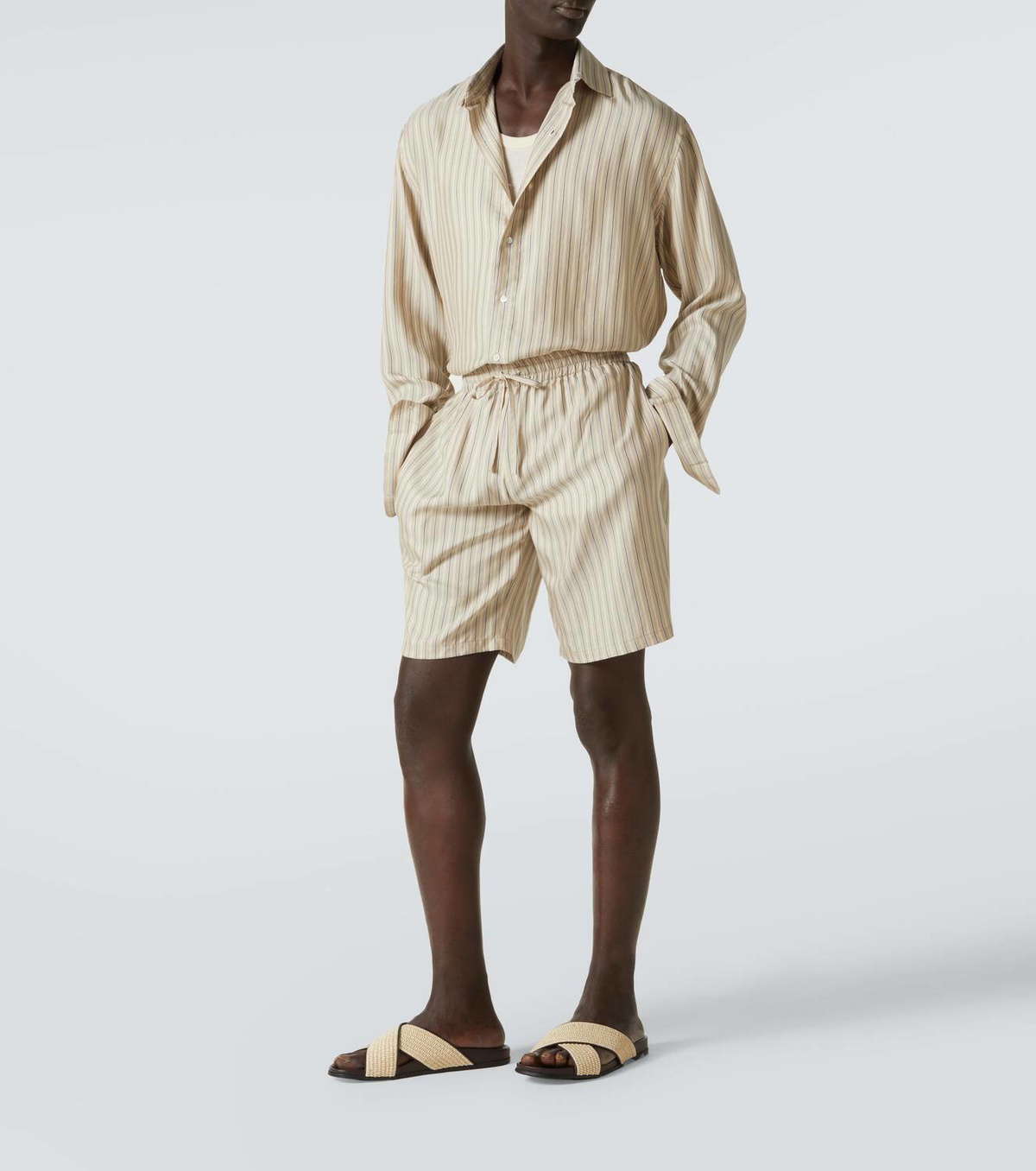 Le Kasha Striped silk shorts