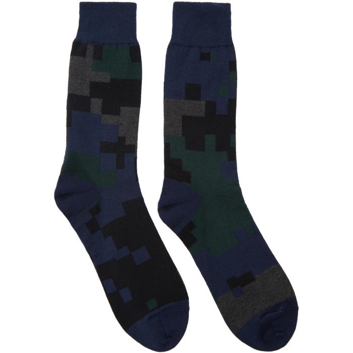 Photo: Sacai Black and Navy Camouflage Socks