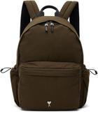 AMI Paris Khaki Canvas Ami de Coeur Backpack