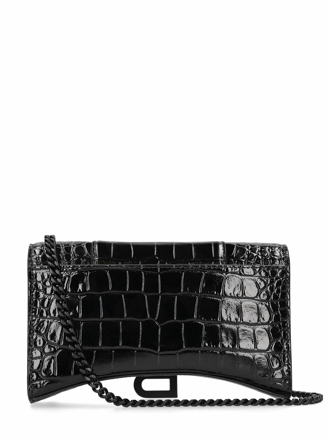 BALENCIAGA - Hourglass Embossed Leather Chain Wallet Balenciaga