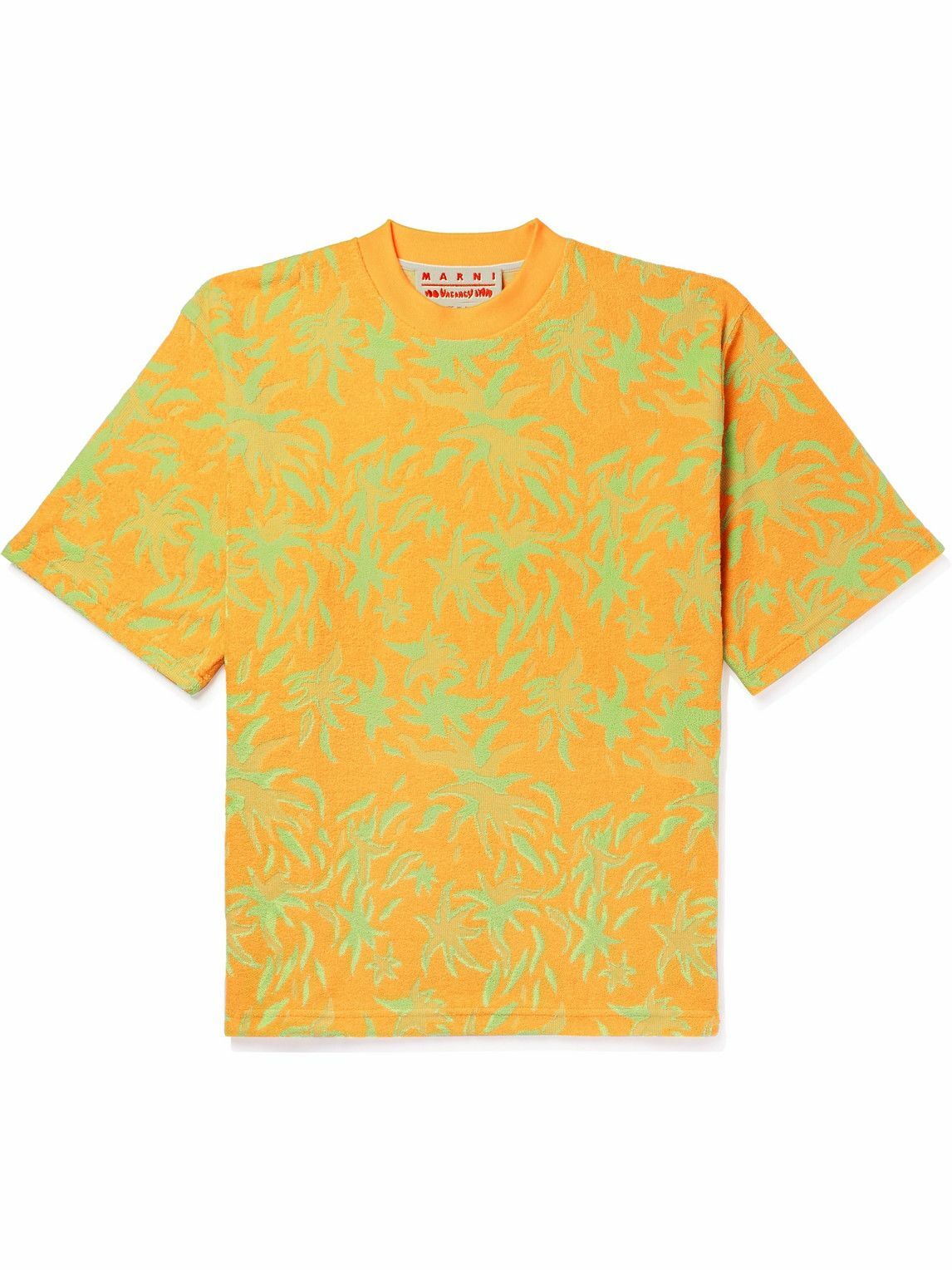 Marni - No Vacancy Inn Cotton-Blend Terry-Jacquard T-Shirt - Yellow Marni