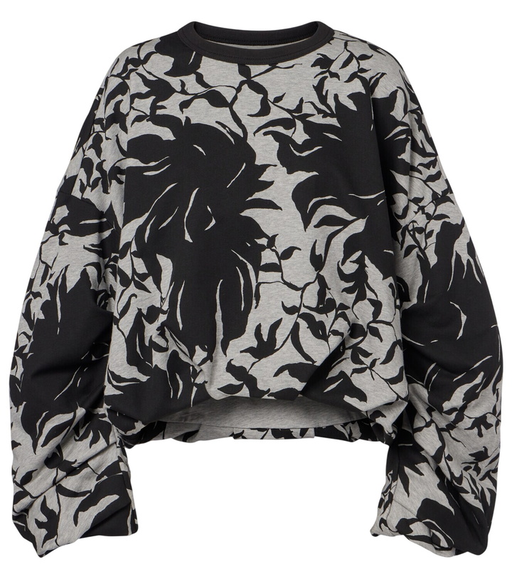 Photo: Dries Van Noten Draped floral cotton jersey sweatshirt