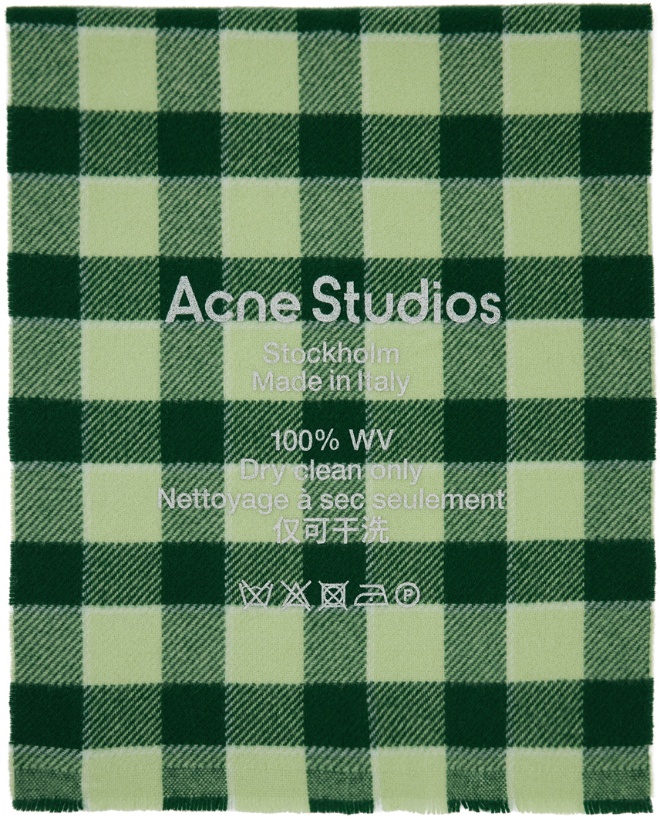 Photo: Acne Studios Green Check Narrow Scarf
