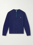 LOEWE - Logo-Embroidered Wool-Blend Cardigan - Blue