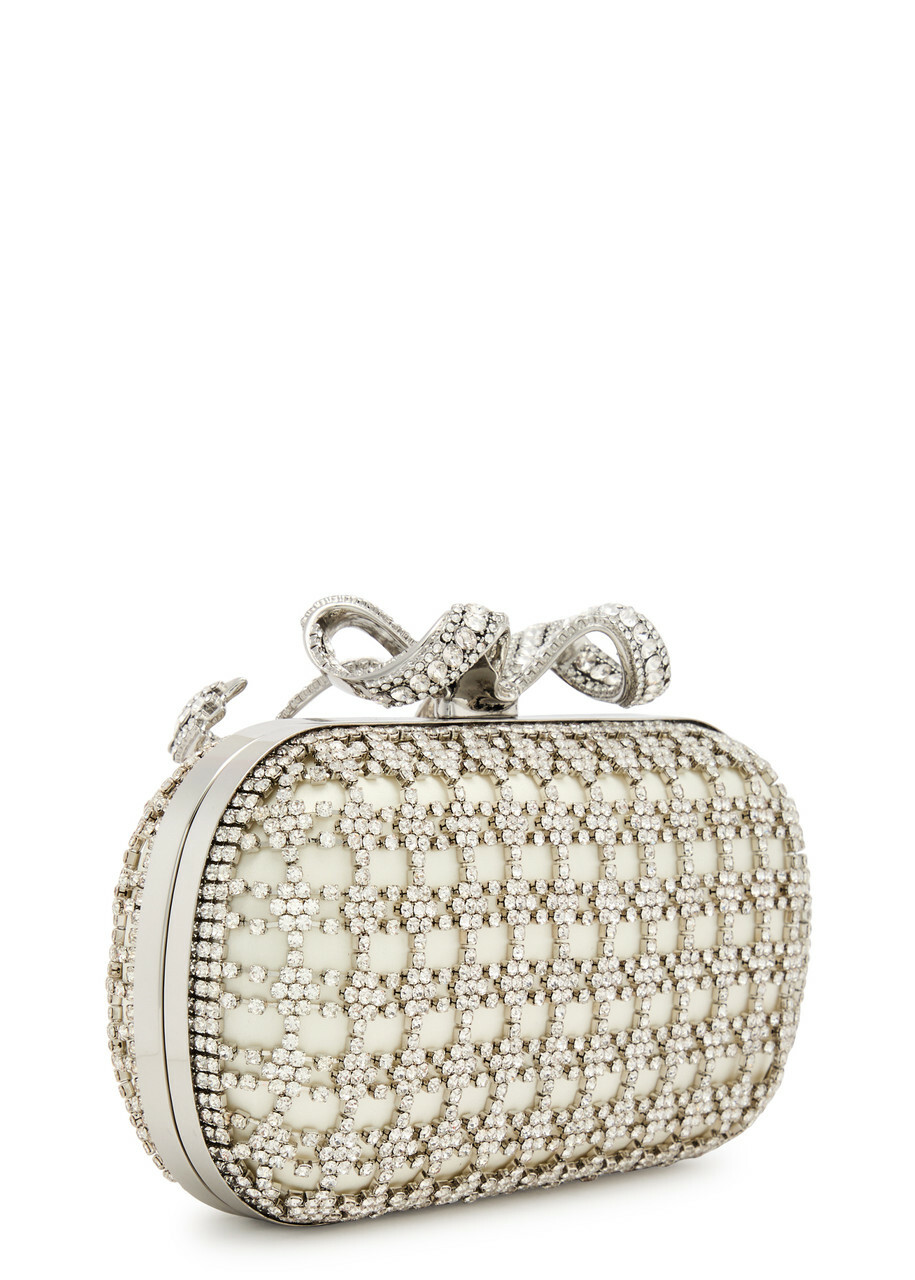 【SELF PORTRAIT】クリスタル装飾のサテンボックスクラッチ Self-portrait Bow Crystal-embellished Satin box Clutch