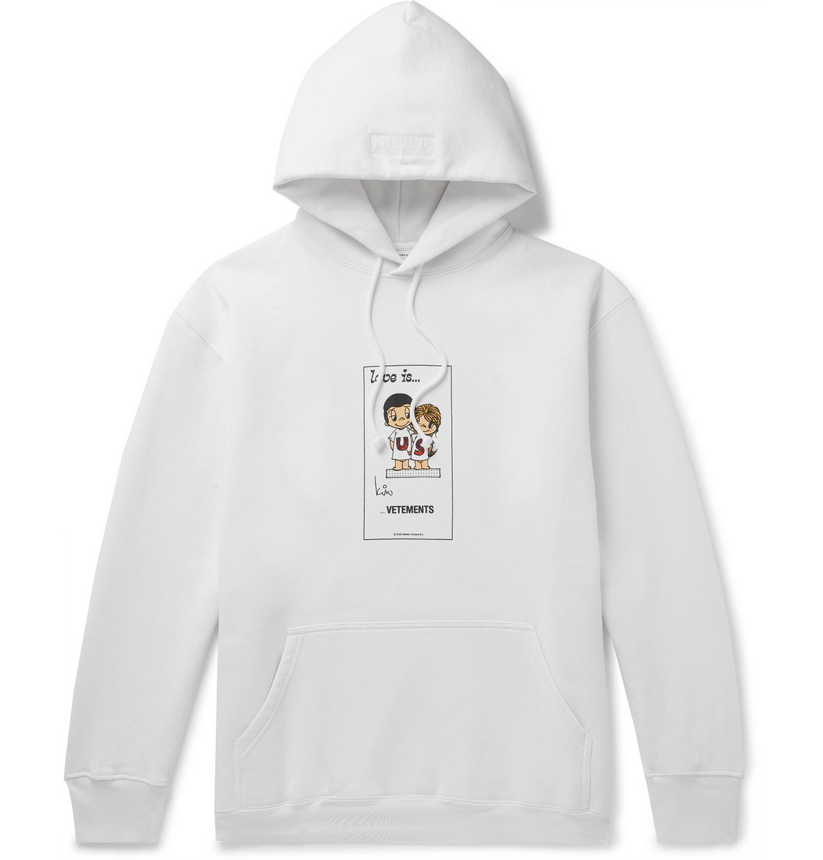 Vetements Printed Fleece Back Cotton Blend Jersey Hoodie White