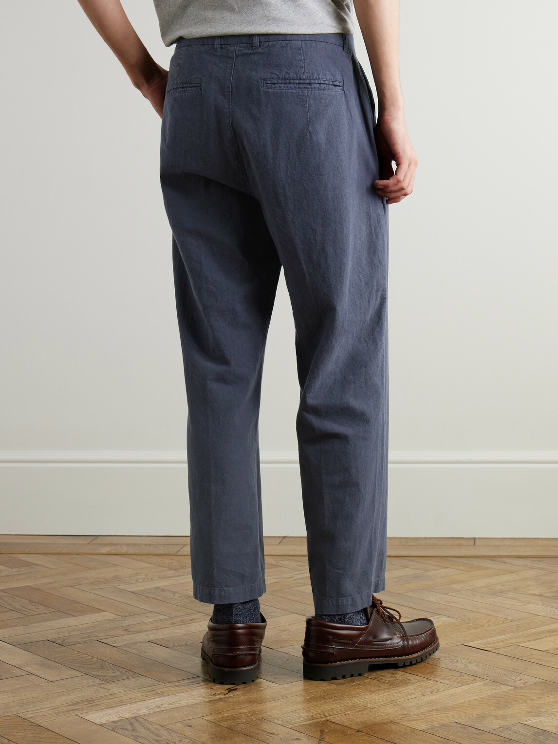 Folk - Lunar Linen and Cotton-Blend Suit Trousers - Blue