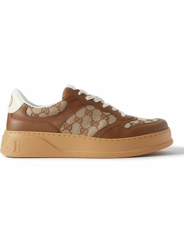 Photo: GUCCI - Jive Monogrammed Canvas and Leather Sneakers - Brown