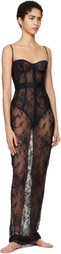 SKIMS Black Ultra Fine Lace Strapless Corset Long Maxi Dress