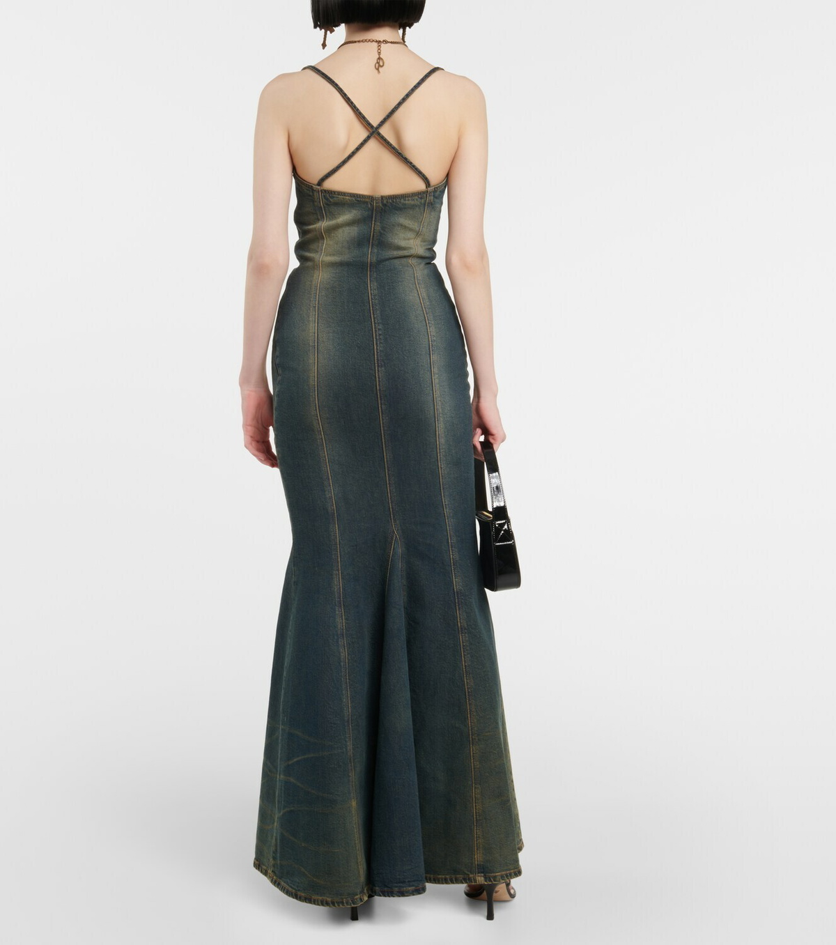 Blumarine Embellished denim gown Blumarine