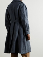 Ghiaia Cashmere - Belted Waxed Cotton-Canvas Trench Coat - Blue