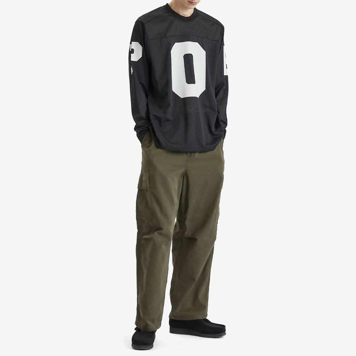 Pop Trading Company Men's Mesh Football Longsleeve Top in Black