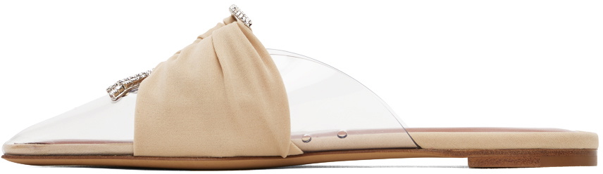 Nensi Dojaka Beige Pointed Toe Mule Flats
