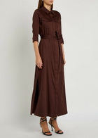 Alice + Olivia Chassidy Belted Stretch-twill Midi Shirt Dress Brown
