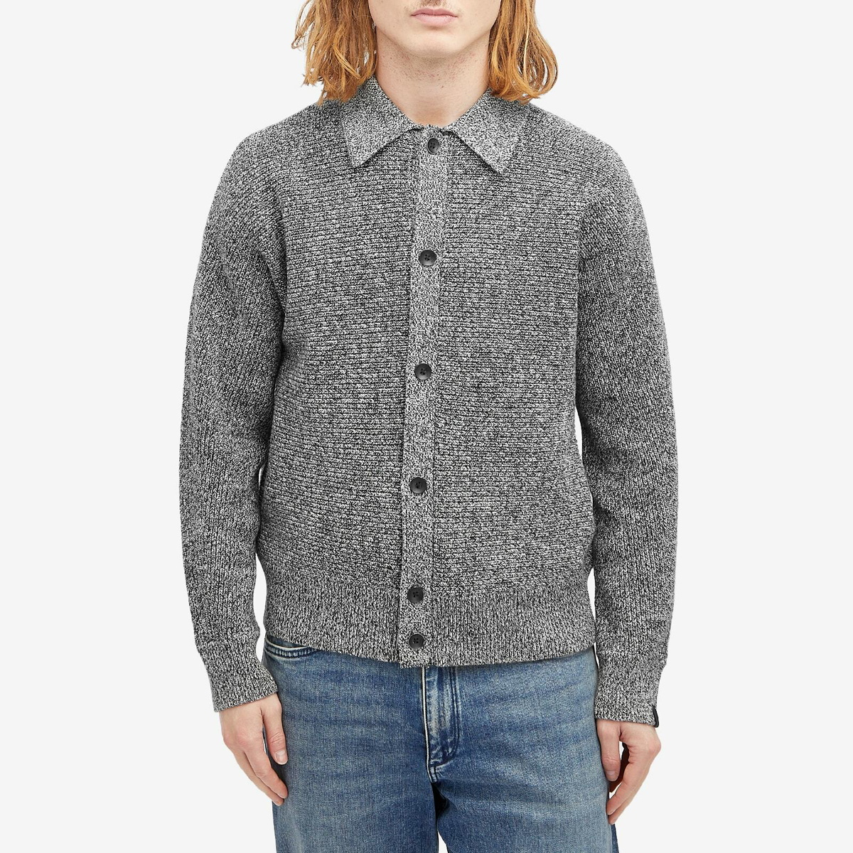 Rag & Bone Men's Dexter Marl Cardigan in Blackmult