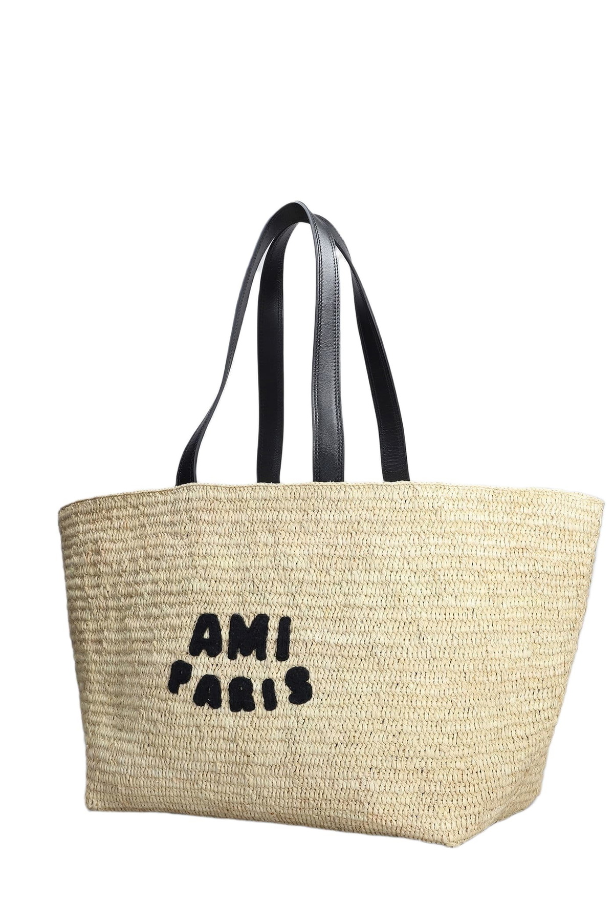 Ami Alexandre Mattiussi Tote In Beige Raffia