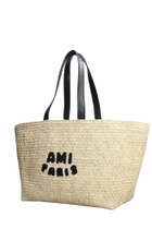 Ami Alexandre Mattiussi Tote In Beige Raffia