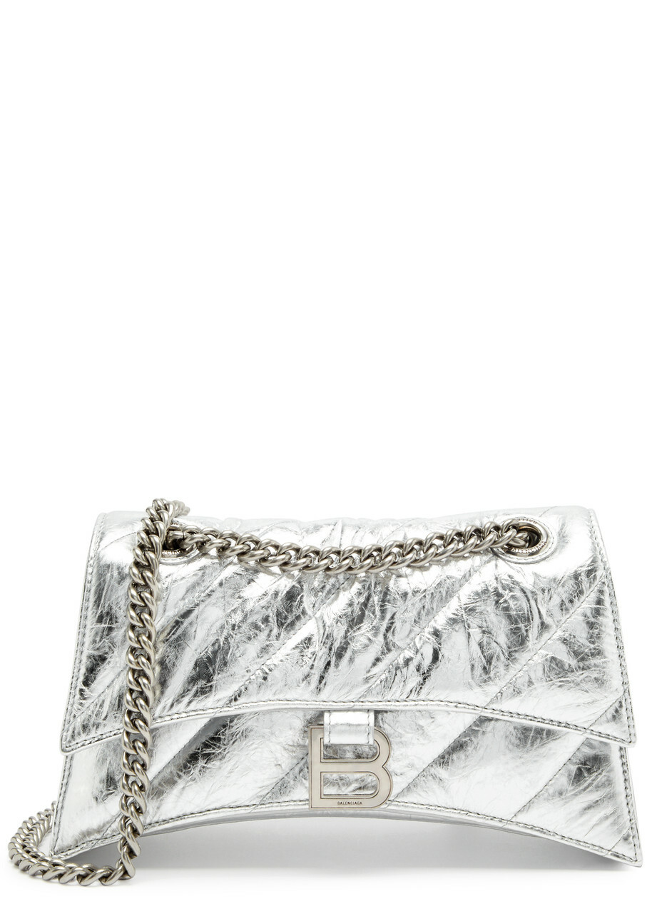 Balenciaga Crush Small Quilted Metallic Leather Shoulder bag