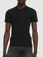 TOM FORD - Henley Cotton & Lyocell Ribbed T-shirt
