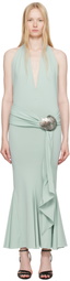 Conner Ives Blue Shell Belt Maxi Dress
