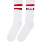 Hugo White Skater Length Logo Socks