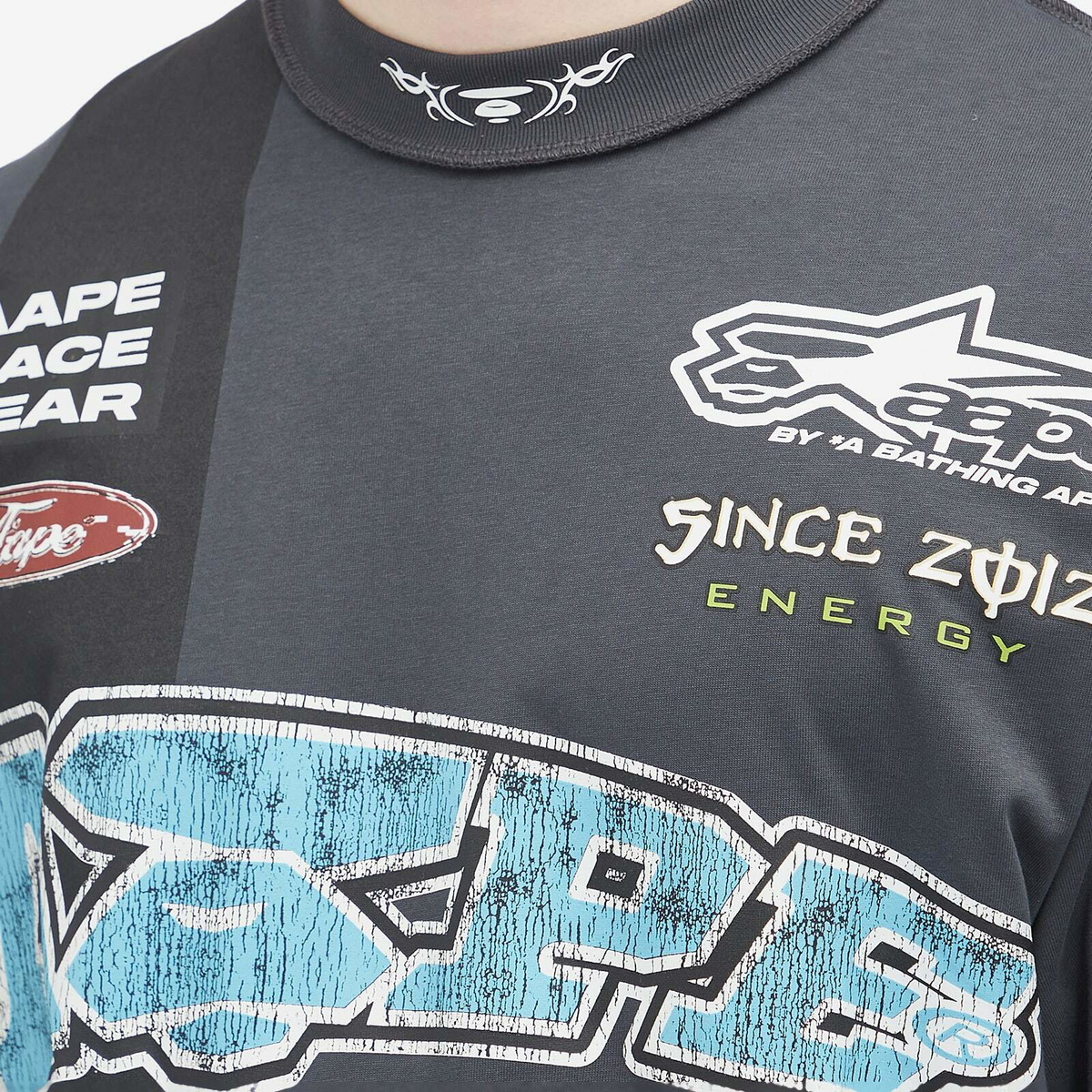 Men's AAPE AOP Racing Long Sleeve T-Shirt in Dark Grey