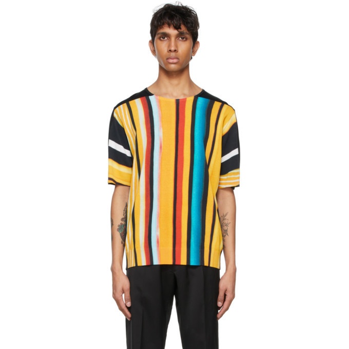Photo: Dries Van Noten Multicolor Len Lye Edition Knit Neon Print T-Shirt