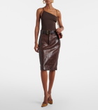 Saint Laurent One-shoulder satin bodysuit