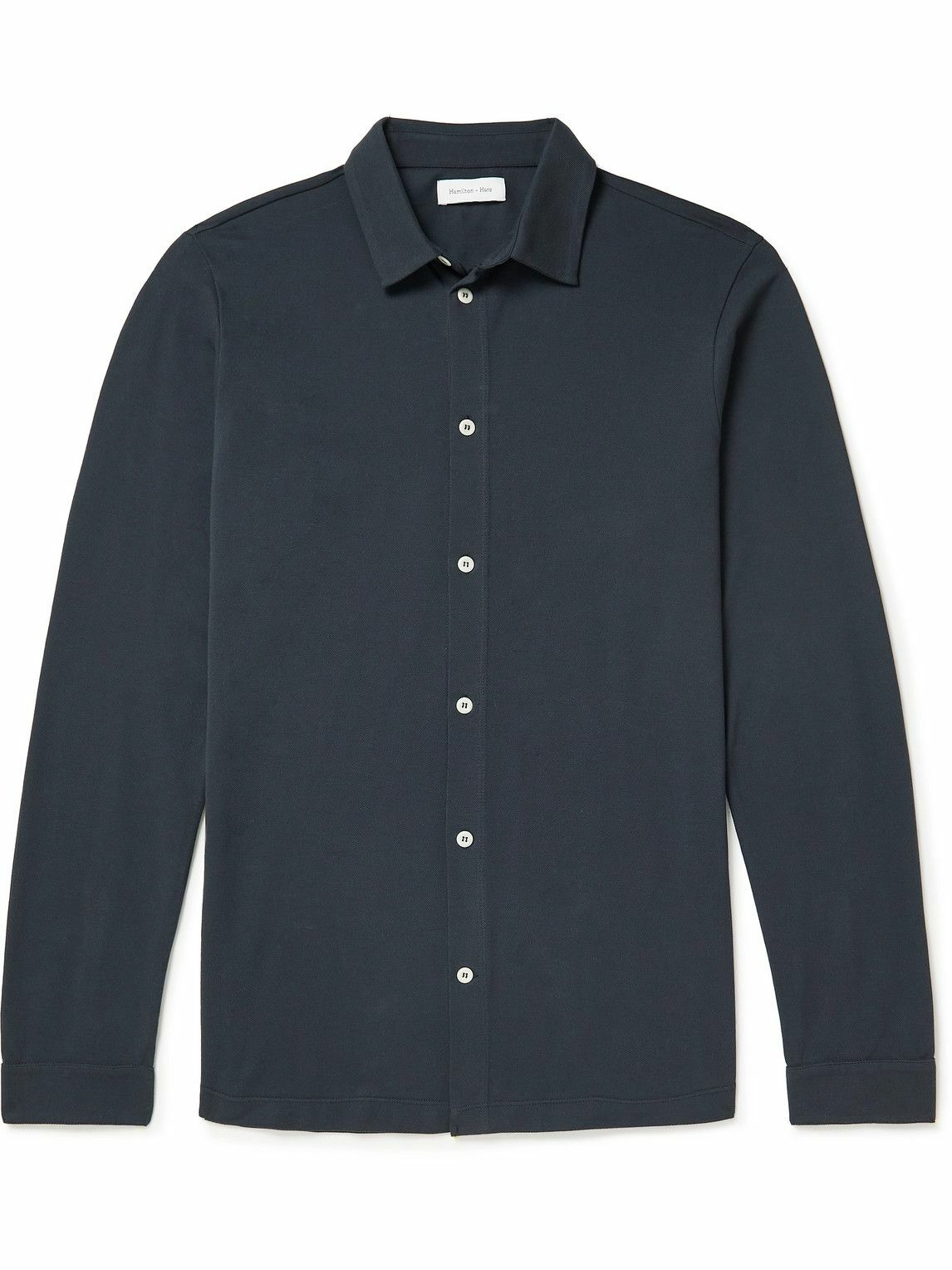 Hamilton And Hare - Travel Cotton-Piqué Shirt - Blue Hamilton and Hare