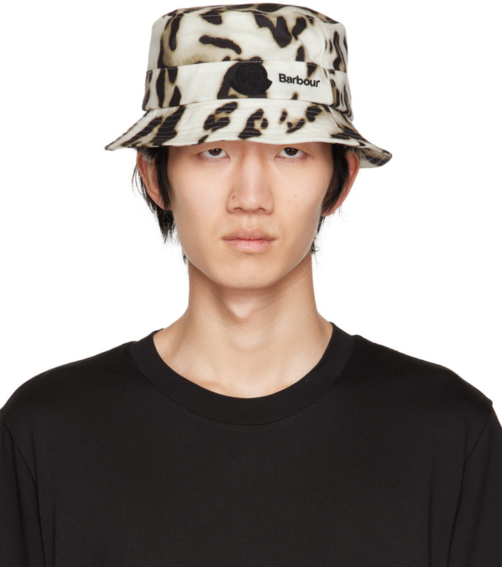 Photo: Moncler Genius Beige Barbour Leopard Print Waxed Bucket Hat