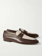 Tod's - Canvas-Trimmed Leather Penny Loafers - Brown