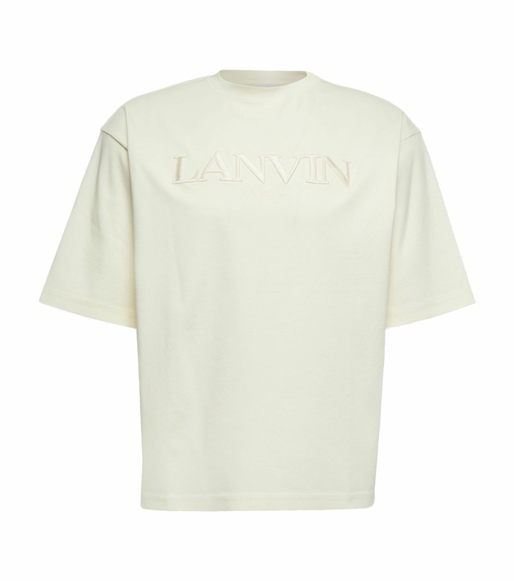 Photo: Lanvin - Logo embroidered cotton T-shirt