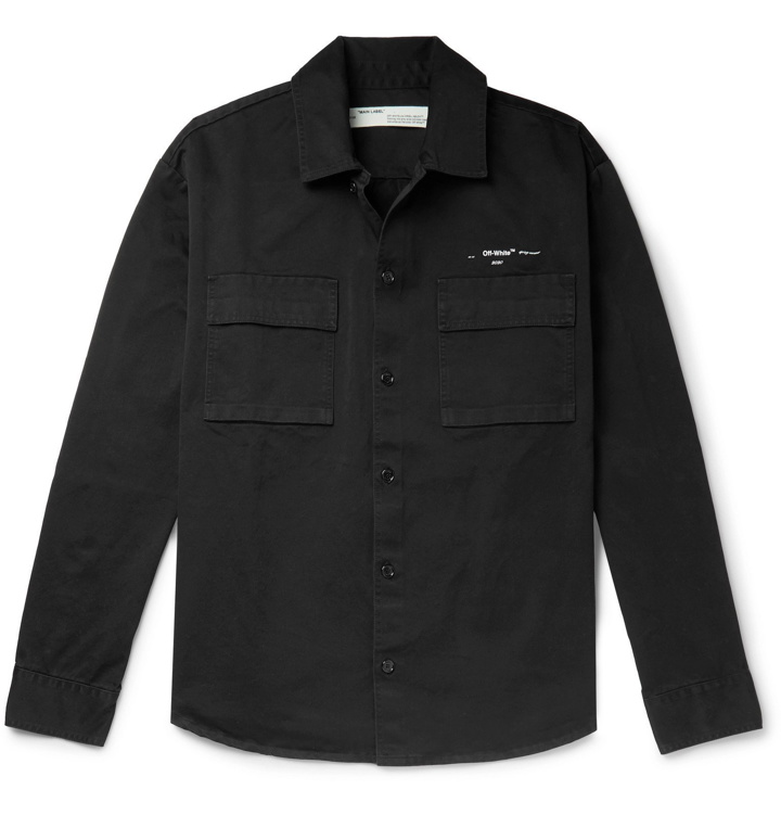 Photo: Off-White - Oversized Logo-Print Cotton-Twill Shirt Jacket - Black