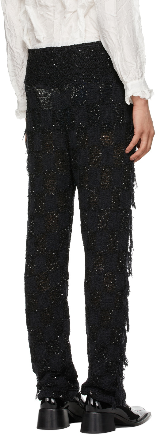 Judy Turner Black Wool Sequinned Trousers