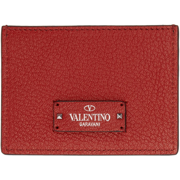 Valentino Black and Red Valentino Garavani Logo Patch Card Holder