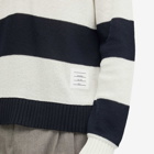 Thom Browne Men's Rugby Stripe Knitted Polo Shirt in Navy