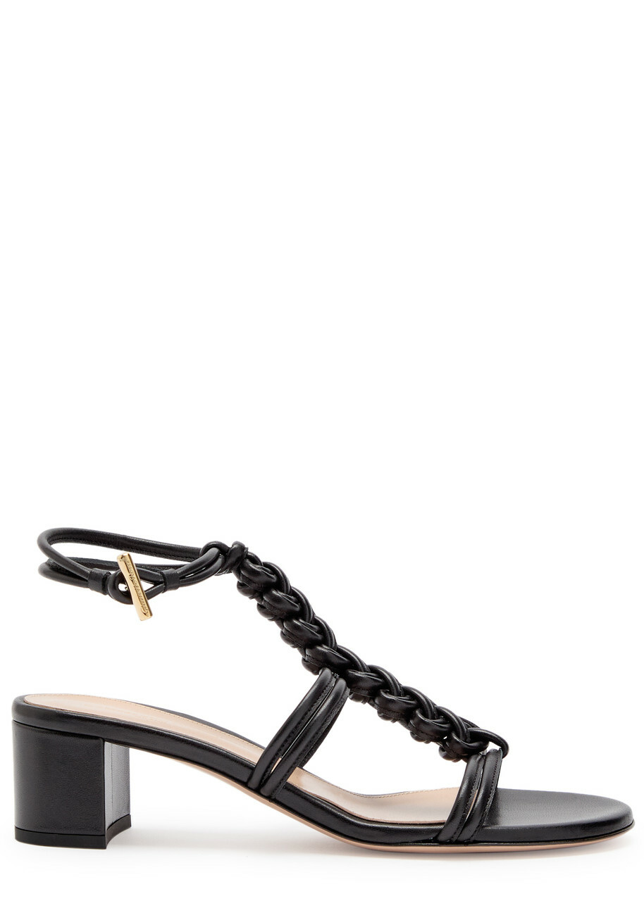 Gianvito Rossi Capua 45 Braided Leather Sandals Black