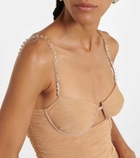 Self-Portrait Embellished ruched midi dress