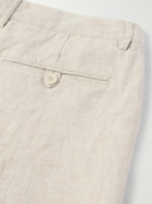 Club Monaco - Straight-Leg Pleated Linen Shorts - Neutrals