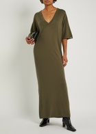Extreme Cashmere n°410 Inda Cotton and Cashmere-blend Maxi Dress - Khaki - One Size