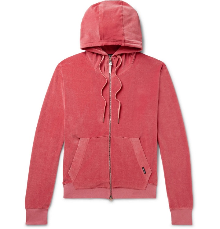 Photo: TOM FORD - Cotton-Blend Velour Zip-Up Hoodie - Pink