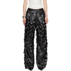 LU'U DAN Black Laser Cut Faux-Leather Trousers