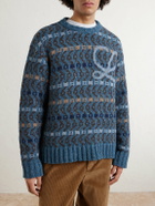 LOEWE - Logo-Intarsia Wool-Blend Sweater - Blue
