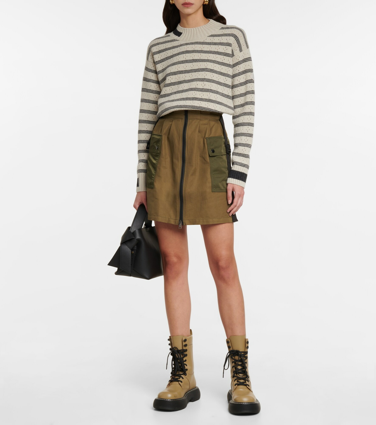 Moncler - Striped pointelle-knit wool sweater