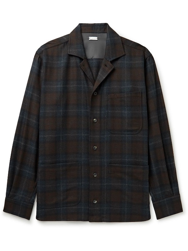 Photo: Caruso - Camp-Collar Checked Wool and Cashmere-Blend Flannel Overshirt - Brown