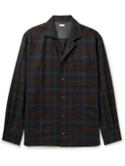 Caruso - Camp-Collar Checked Wool and Cashmere-Blend Flannel Overshirt - Brown