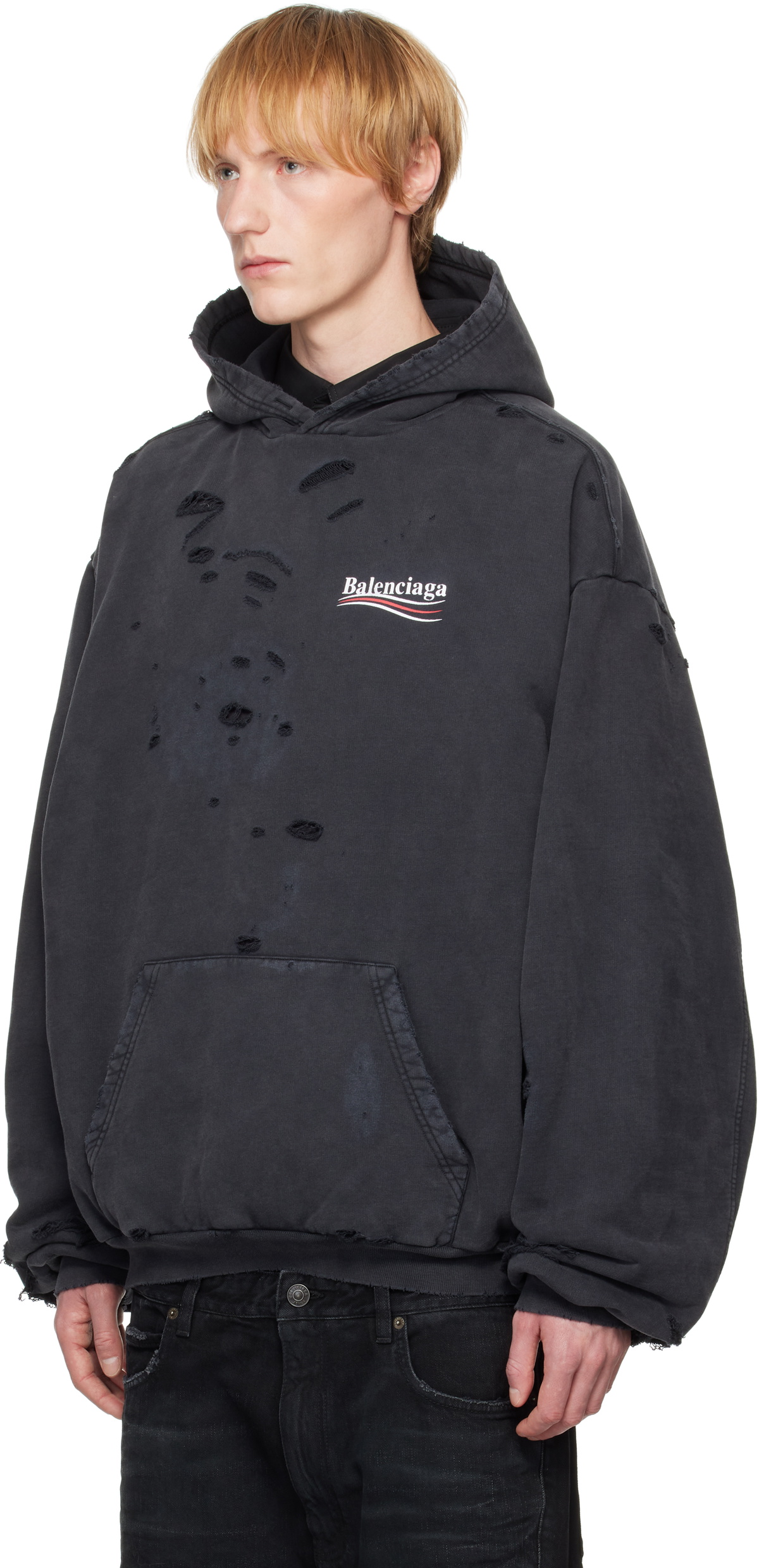 Balenciaga Black Political Campaign Layered Hoodie Balenciaga